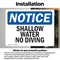 Signmission Shallow Water No Diving, 10 in W x Rectangle, Vinyl Decal OS-2PACK-NS-D-710-L-18302 - alternate 4